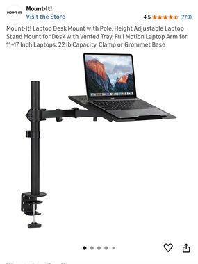 Mount-It! Adjustable Black Laptop Desk Mount